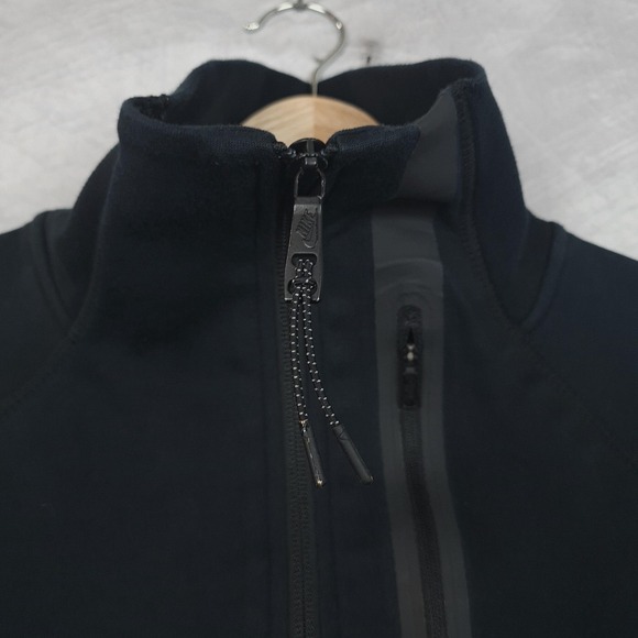 Nike Tech Fleece Half Zip Sweatshirt Womens Small Black Running Top Thumb Hole - Picture 2 of 16
